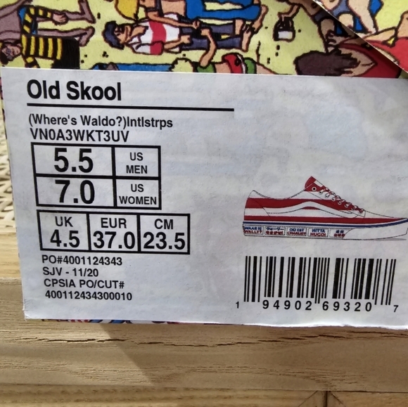 Vans Old Skool, (Where's Waldo?) International Stripes, Unisex M5.5, W7, NWT - Picture 14 of 16